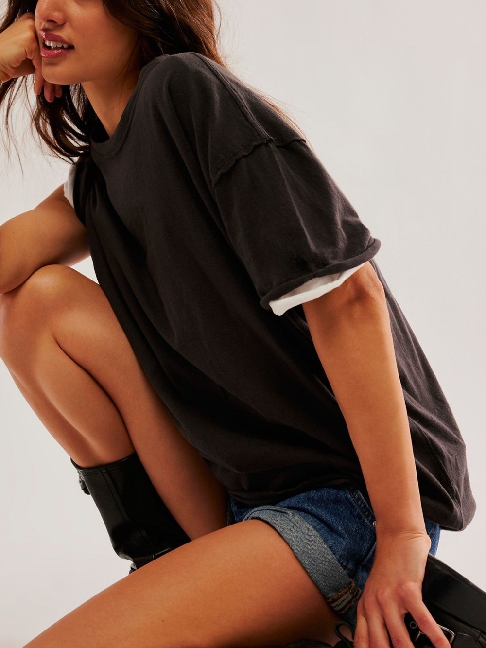 Free People Black Tee